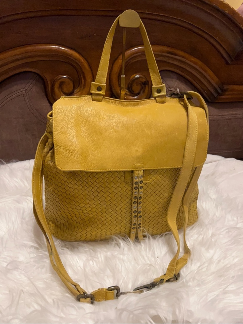Viola castellani Woven must leather sconvertible backpack or crossbody  bag - Picture 13 of 13